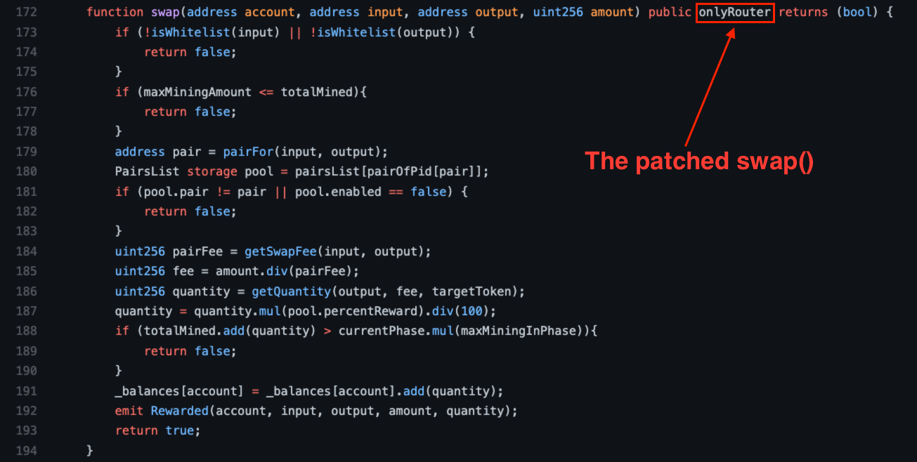 Figure 5. The patched swap function
