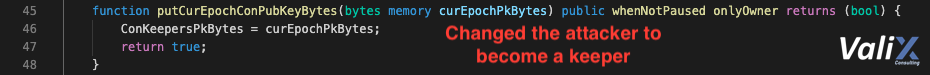 Figure 8. The putCurEpochConPubKeyBytes function on the EthCrossChainData contract