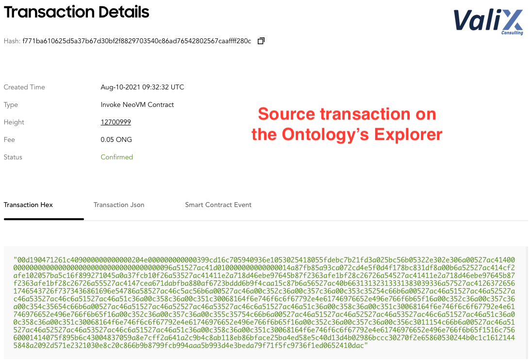 Figure 17. The source transaction on the Ontology’s Explorer